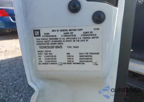 2006 Chevrolet Silverado 2500Hd Lt2 from USA, damaged, VIN 1GCHK23U26F189425